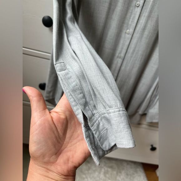 Uniqlo Super Soft, Gray Button Down Shirt - Picture 11 of 12